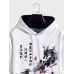 Mens Chinese Figure Landscape Print Patchwork Drawstring Hoodies