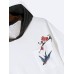 Mens Chinese Plum Bossom Bird Print Short Sleeve Hooded T-Shirts