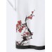 Mens Chinese Plum Bossom Bird Print Short Sleeve Hooded T-Shirts