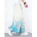 Mens Chinese Style Crane Landscape Print Wide Leg Pants