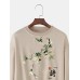 Mens Chinese Style Floral Print Crew Neck Pullover Sweatshirts