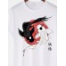 Mens Chinese Yin Yang Carp Print Crew Neck Short Sleeve T-Shirts