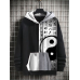 Mens Chinese Yin Yang Patchwork Kangaroo Pocket Drawstring Hoodies