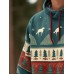 Mens Christmas Tree Elk Print Long Sleeve Drawstring Hoodies