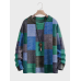 Mens Color Block Patchwork Crew Neck Loose Pullover Sweatshirts