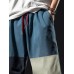 Mens Color Block Patchwork Drawstring Waist Casual Loose Pants