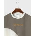 Mens Color Block Patchwork Embroidered Crew Neck Pullover Sweatshirts