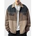 Mens Color Block Patchwork Flap Pocket Button Front Jacket