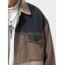 Mens Color Block Patchwork Flap Pocket Button Front Jacket