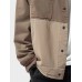 Mens Color Block Patchwork Flap Pocket Button Front Jacket