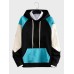 Mens Color Block Patchwork Kangaroo Pocket Casual Drawstring Hoodies