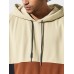 Mens Color Block Patchwork Kangaroo Pocket Drawstring Hoodies