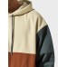 Mens Color Block Patchwork Kangaroo Pocket Drawstring Hoodies