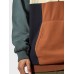 Mens Color Block Patchwork Kangaroo Pocket Drawstring Hoodies