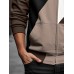 Mens Color Block Patchwork Zip Front Drawstring Hooded Jacket