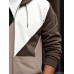 Mens Color Block Patchwork Zip Front Drawstring Hooded Jacket