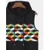 Mens Colorful Geometric Pattern Cotton Sleeveless Hooded Tanks