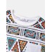 Mens Colorful Geometric Print Chest Pocket Ethnic Short Sleeve T-Shirts