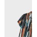 Mens Colorful Striped Print Lapel Holiday Short Sleeve Shirts