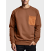 Mens Contrast Chest Pocket Crew Neck Casual Pullover Sweatshirts