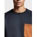 Mens Contrast Chest Pocket Crew Neck Casual Pullover Sweatshirts