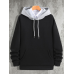 Mens Contrast Kangaroo Pocket Loose Casual Drawstring Hoodies