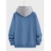 Mens Contrast Kangaroo Pocket Loose Casual Drawstring Hoodies