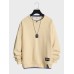 Mens Contrast Patchwork Crew Neck Casual Loose Pullover Sweatshirts