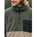 Mens Contrast Patchwork Half Zip Flap Pocket Fleece Pullover Sweatshirts