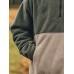 Mens Contrast Patchwork Half Zip Flap Pocket Fleece Pullover Sweatshirts