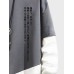 Mens Contrast Patchwork Japanese Print Loose Crew Neck Pullover Sweatshirts