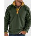 Mens Contrast Patchwork Stand Collar Fleece Casual Pullover Sweatshirts