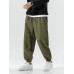 Mens Contrast Pocket Elastic Cuff Casual Corduroy Pants