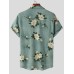 Mens Cotton Linen Ethnic Floral Print Shirt