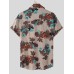 Mens Cotton Linen Ethnic Floral Print Shirt