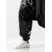 Mens Crane Print Casual Loose Bound Feet Pants