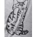 Mens Cute Japanese Cat Print Crew Neck Short Sleeve T-Shirts