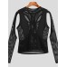 Mens Cutout Mesh See Through Solid Long Sleeve T-Shirt