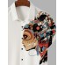 Mens Ethnic Figure Side Print Lapel Short Sleeve Shirts