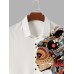 Mens Ethnic Figure Side Print Lapel Short Sleeve Shirts