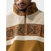 Mens Ethnic Geometric Pattern Patchwork Half Zip Pullover Sweatshirts