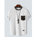 Mens Ethnic Geometric Pattern Pocket Knit Short Sleeve T-Shirts