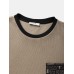 Mens Ethnic Geometric Pattern Pocket Knit Short Sleeve T-Shirts