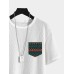 Mens Ethnic Geometric Pocket Knit Curved Hem Short Sleeve T-Shirts