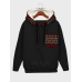 Mens Ethnic Geometric Print Chest Pocket Plush Lined Drawstring Hoodies