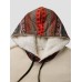 Mens Ethnic Geometric Print Chest Pocket Plush Lined Drawstring Hoodies