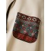 Mens Ethnic Geometric Print Chest Pocket Plush Lined Drawstring Hoodies