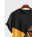 Mens Ethnic Geometric Print Crew Neck Curved Hem Short Sleeve T-Shirts