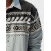 Mens Ethnic Geometric Print Lapel Button Up Long Sleeve Shirts