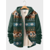 Mens Ethnic Geometric Print Patchwork Button Front Hooded Jacket